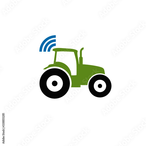 Self driving tractor icon isolated on white background
