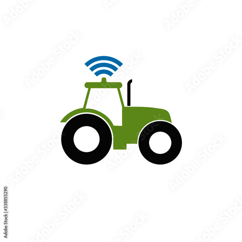 Self driving tractor icon isolated on white background