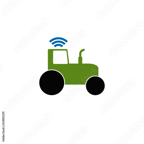 Self driving tractor icon isolated on white background