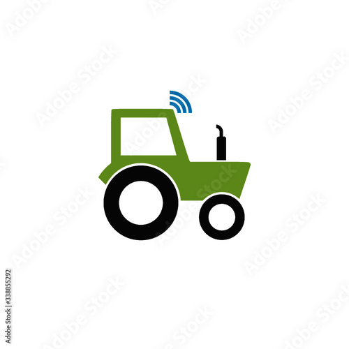 Self driving tractor icon isolated on white background