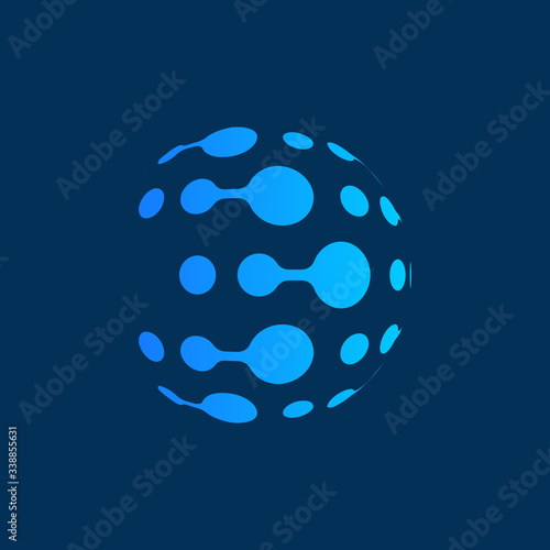 Connection technology logo,sphere tech,globe tech abstract template photo