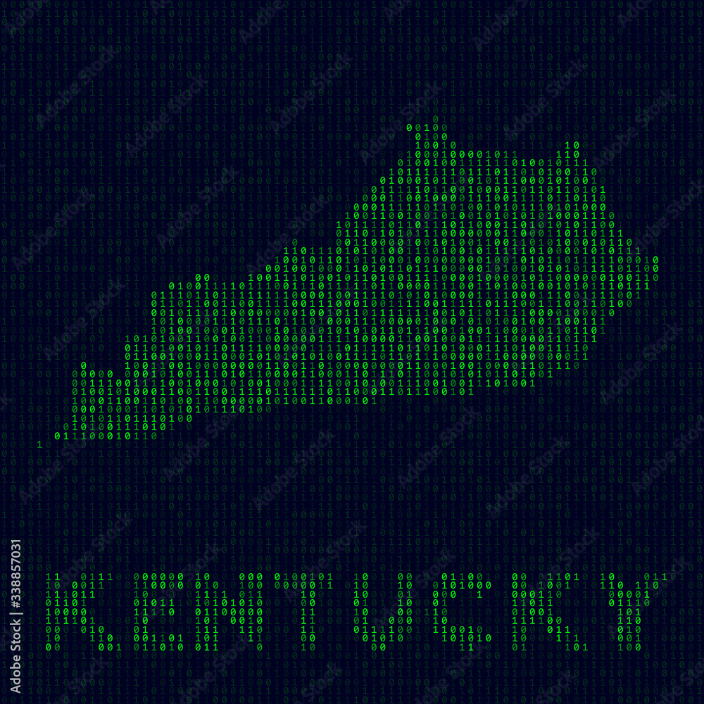 Vetor de Digital Kentucky logo. US state symbol in hacker style. Binary code map of Kentucky