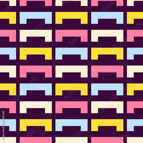 Seamless pattern with bright geometric shapes.