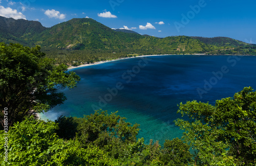 Green lush coast of the island of Lombok, Indonesia