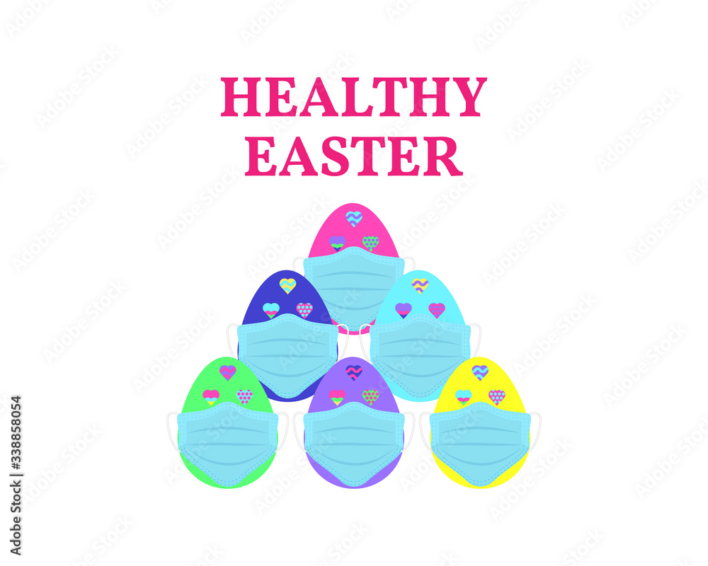 Easter eggs in medical masks.