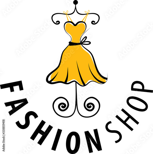 logo fashion shop, illustration, isolated, lady