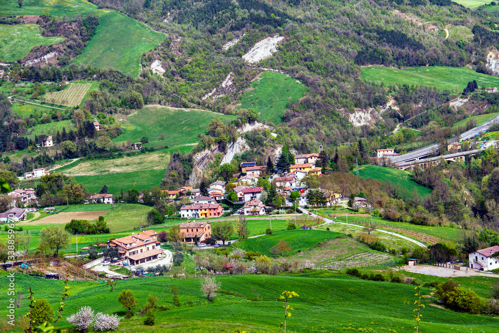 A beautiful village nestled in the hills in Italy while on the way from Cassino to Venice