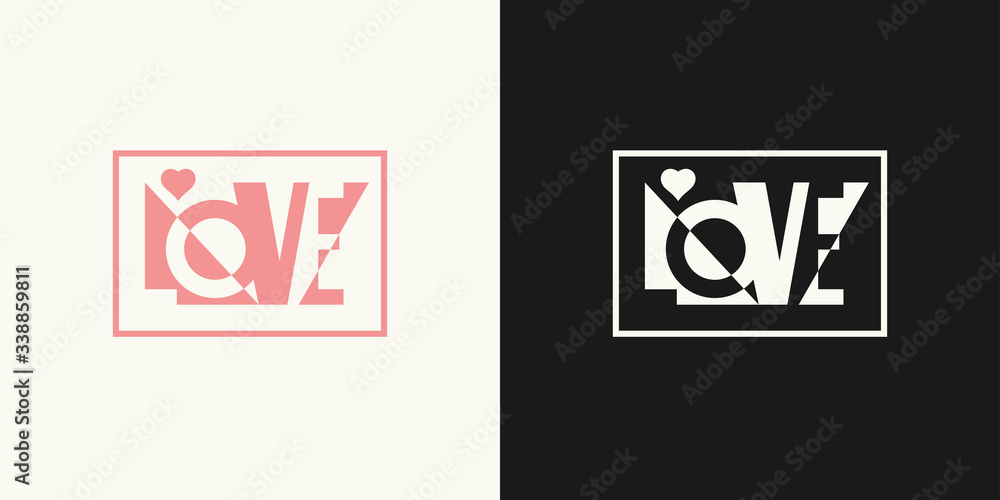 Stylish inscription Love for design and print on clothing. Modern typography with graphic elements. Stylish inscription Love for design and print on clothing. Modern typography with graphic elements.