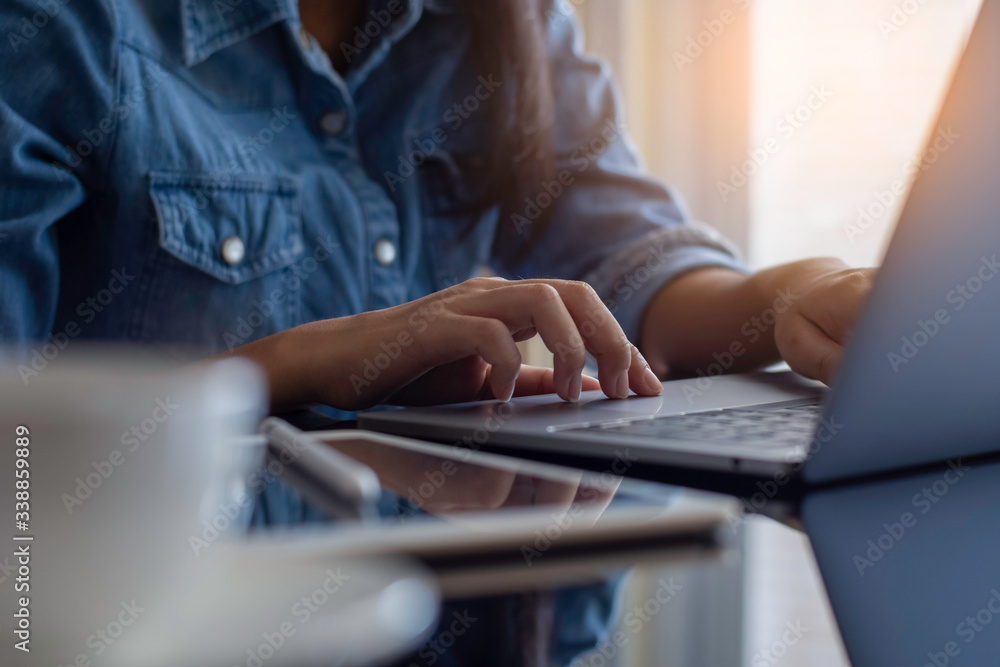 business woman hands typing on laptop computer. business woman hands typing on laptop computer.