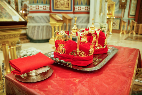 Canvas Print Orthodox wedding crowns for honeymooners