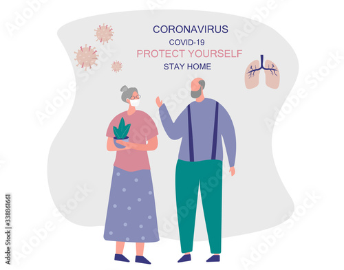 Grandparents Stay Home. Protect Yourself.Pensioners Keeping Distance for Decrease Infection Risk For Prevent Virus Covid-19.
Stay Home on Quarantine During the Coronavirus Epidemic. Vector Illustratio