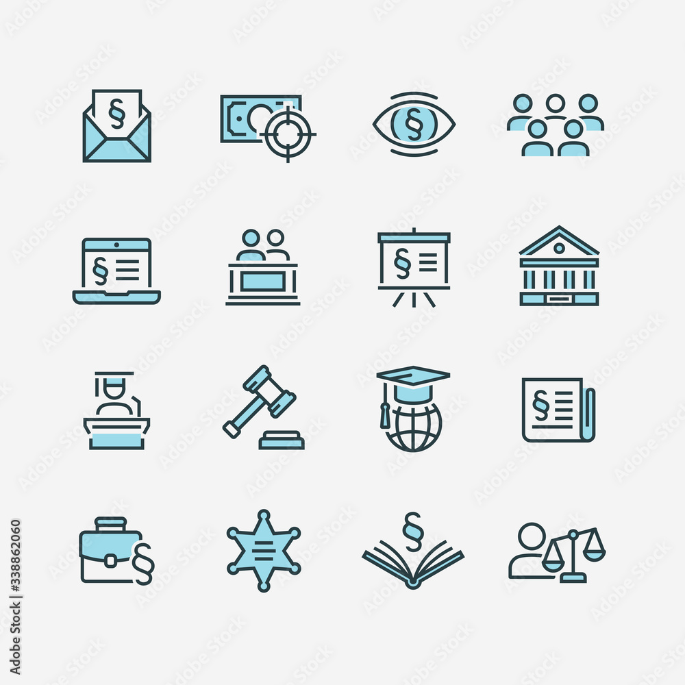 Lawyer and business vector icon set
Lawyer and business vector icon set