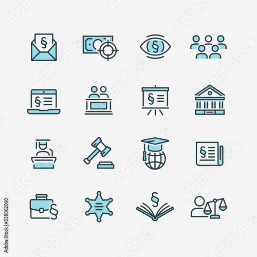 Lawyer and business vector icon set
