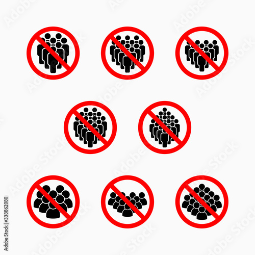 no crowd of people icon, do not crowd vector, prohibit icon set