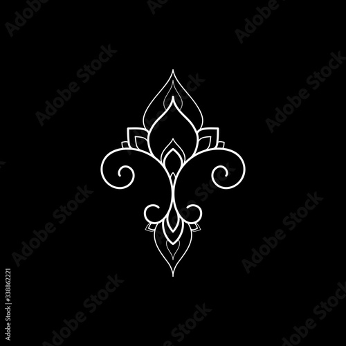 Ethnic Mandala ornament on black background. Henna tattoo design. Vector illustration