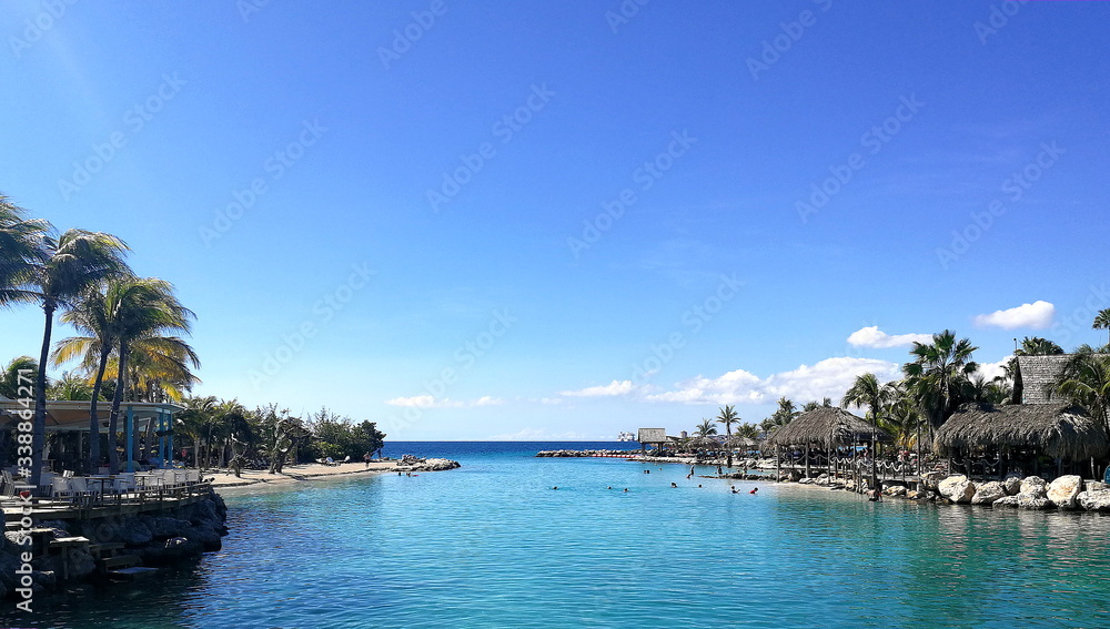 Beautiful bay with turquoise water in Curacao