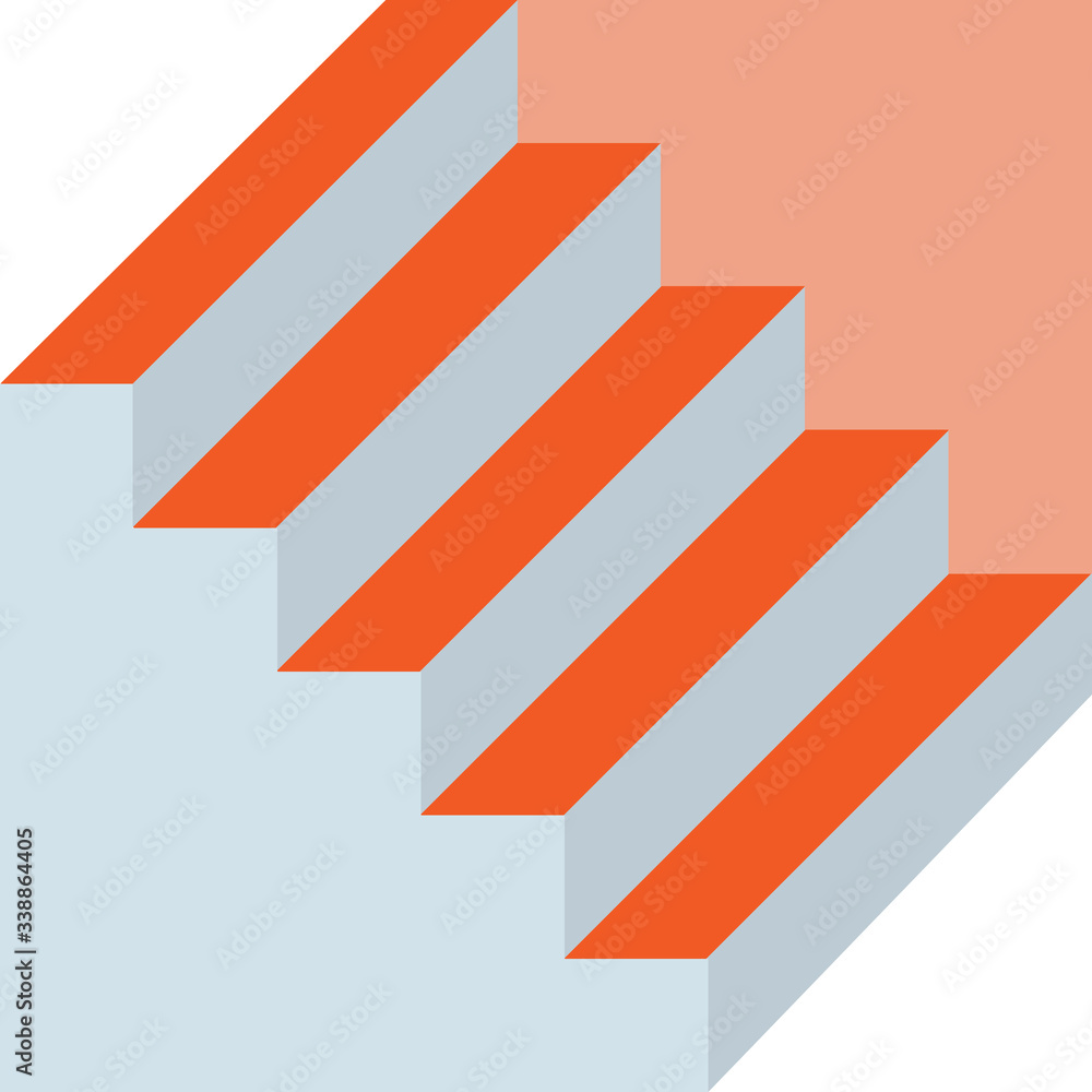 Schroeder stairs. Optical illusion which is a two-dimensional drawing which may be perceived either as a drawing of a staircase leading from left to right downwards or upside down. Schroeder stairs. Optical illusion which is a two-dimensional drawing which may be perceived either as a drawing of a staircase leading from left to right downwards or upside down.