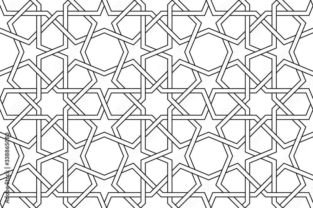 Fototapeta premium Geometric Islamic Seamless Pattern for decoration greeting card or interior. Vector Illustration.
