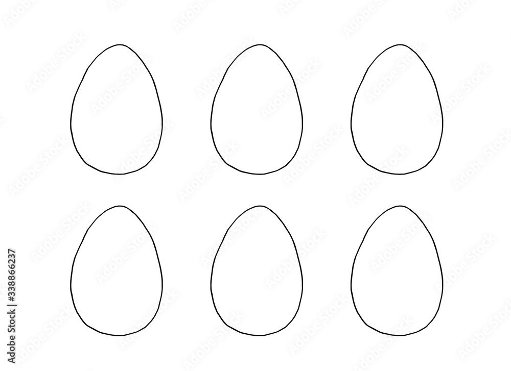 Set of contours and shapes of eggs for coloring at Easter. Vector template for creativity Set of contours and shapes of eggs for coloring at Easter. Vector template for creativity