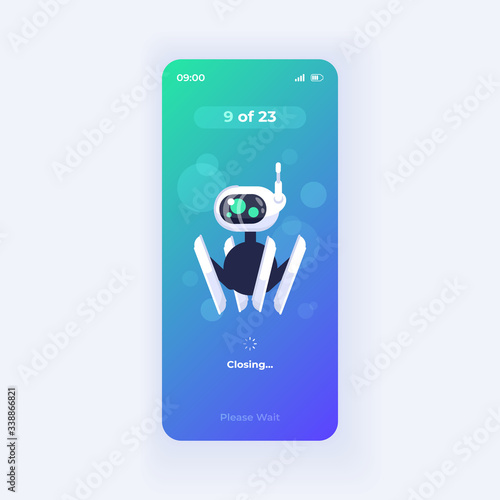 Productivity increasing application smartphone interface vector template. Mobile app page light theme design layout. Memory optimization process screen. Flat UI for application. Phone display