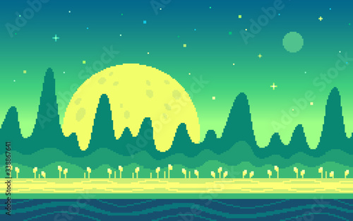 Mountains area on alien planet.