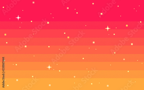 Pixel art star sky at dawn time.