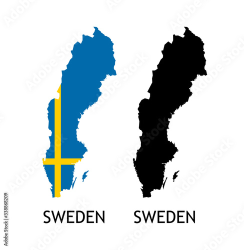 Silhouette of Sweden black ...