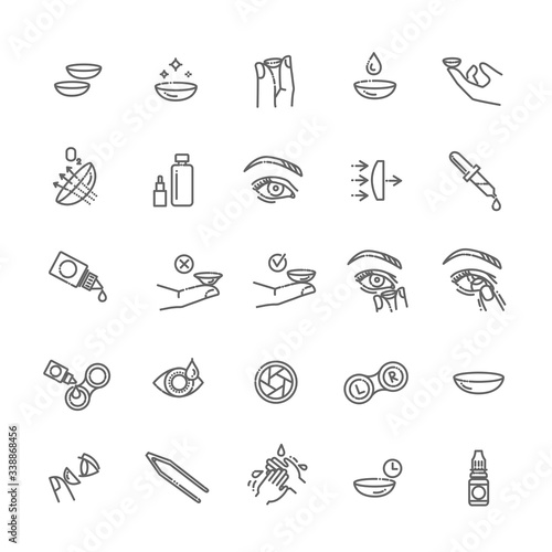 Contact lenses icon set. Flat design style