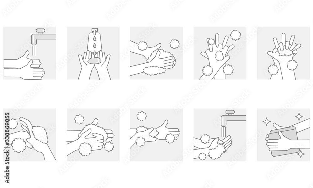 wash clean hands to protect yourself from covid-19 corona virus　手洗い　コロナウィルス