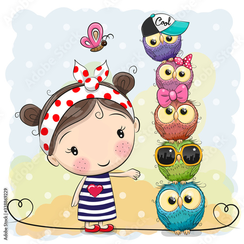 Cute Girl Owl Cartoon