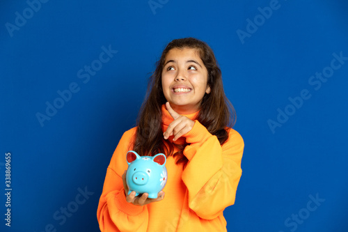 Preteen girl with yellow jersey
