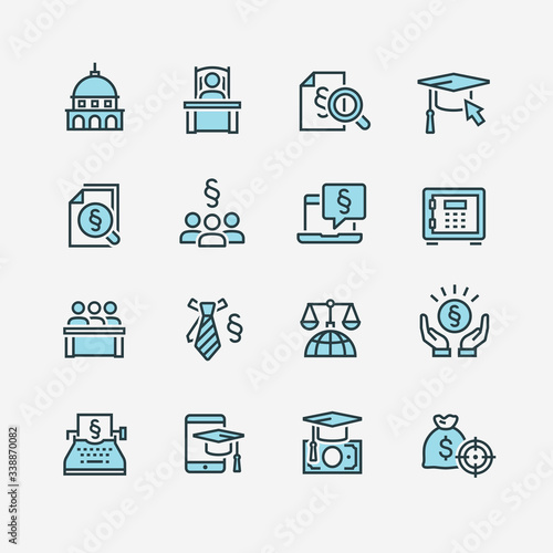 Lawyer and business vector icon set
