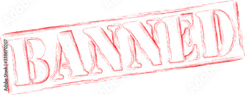  Banned rubber stamp. Red Banned rubber grunge stamp vector illustration - Vector