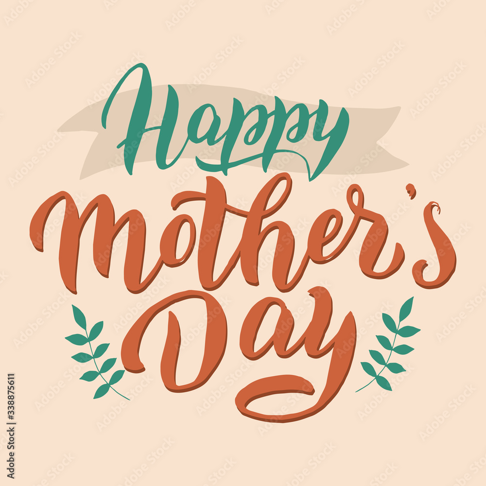 Happy mother's day text template. Greeting typography font postcard. Celebration banner, poster. Vector eps 10.
