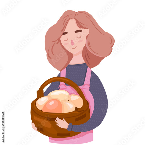 Woman with basket easter eggs