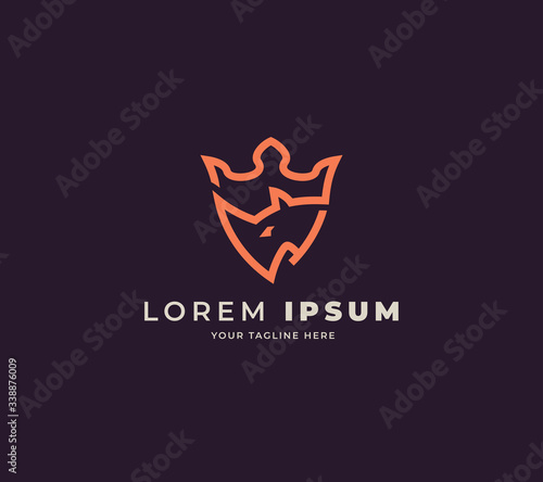 king rhino logo design vector template