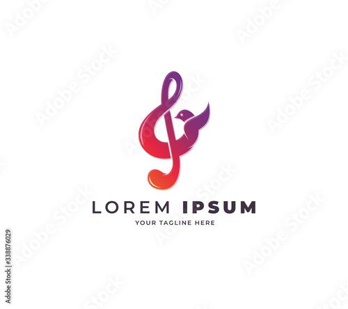 bird music logo vector template