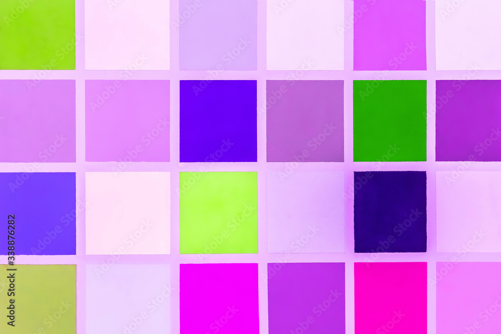 Samples of different shades of color in a square texture, colorful abstract mosaic background