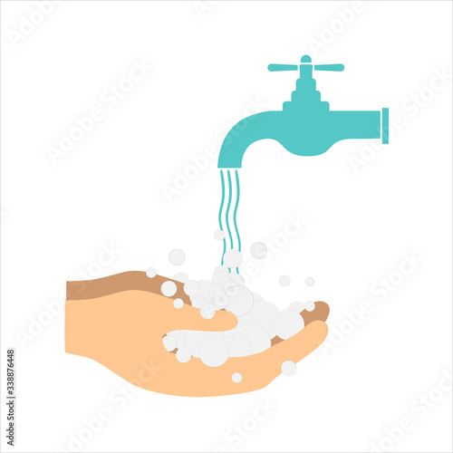 2D flat, washing hand icon, Vector design people is cleaning concept, creative illustration symbol health and beauty background, safty first aid from covid-19 concept