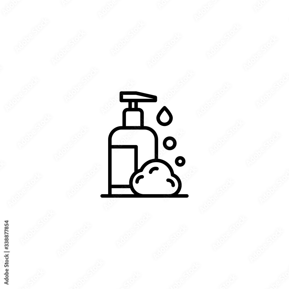 Hand washing icon. Soap icon. Hygiene symbol on white isolated background. Disinfection. Hand sanitizer bottle symbol, washing gel sign. Hand washing icon. Soap icon. Hygiene symbol on white isolated background. Disinfection. Hand sanitizer bottle symbol, washing gel sign.