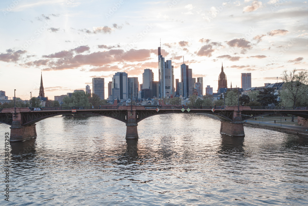 
Frankfurt am Main old architecture. Sunset in the city. The skyline of Frankfurt. 12.04.2020 Frankfurt am Main Germany.