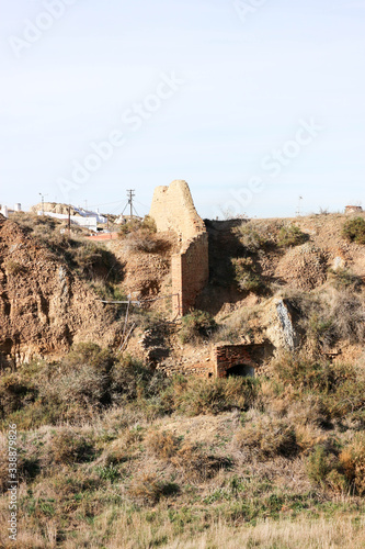 ruins of the troglodyte old cave dwellings in Guadix, Spain