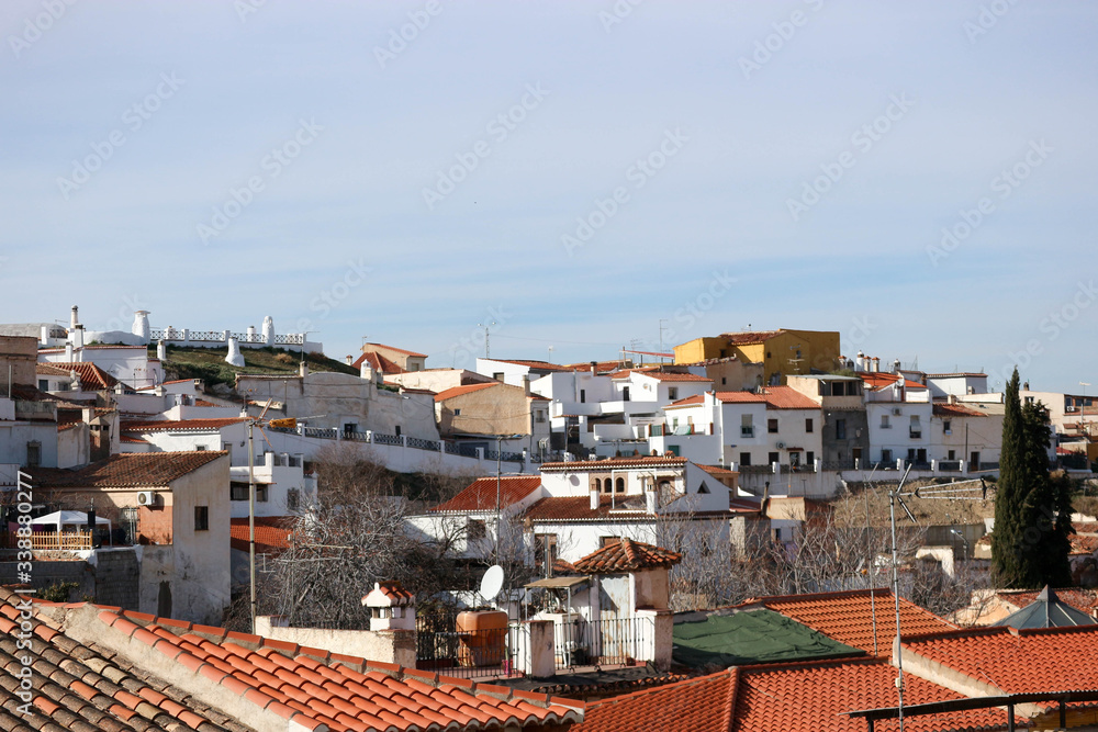 View to the white houses of Guadix, Spain