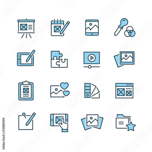 Set of vector web development line icons