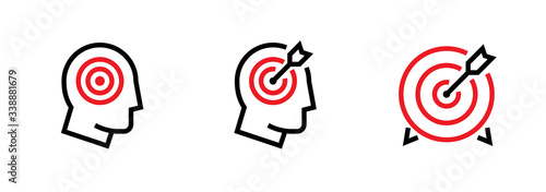 Set of Shopper, Client and Purpose icons. Editable line vector.