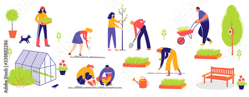 People spend time in a garden.