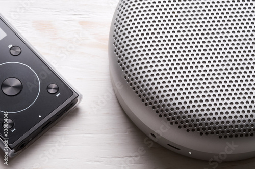 Plakat Bluetooth speaker and MP3 player. Detail.