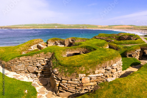Mainland, Orkney, Scotland / United Kingdom - August 31, 2014: Skara Brae Neolithic settlement on the Bay of Skaill photo