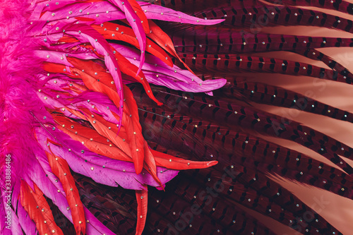 Brazilian Carnival. Dancing in bright tropical colors. Toning.Shallow depth of field. photo