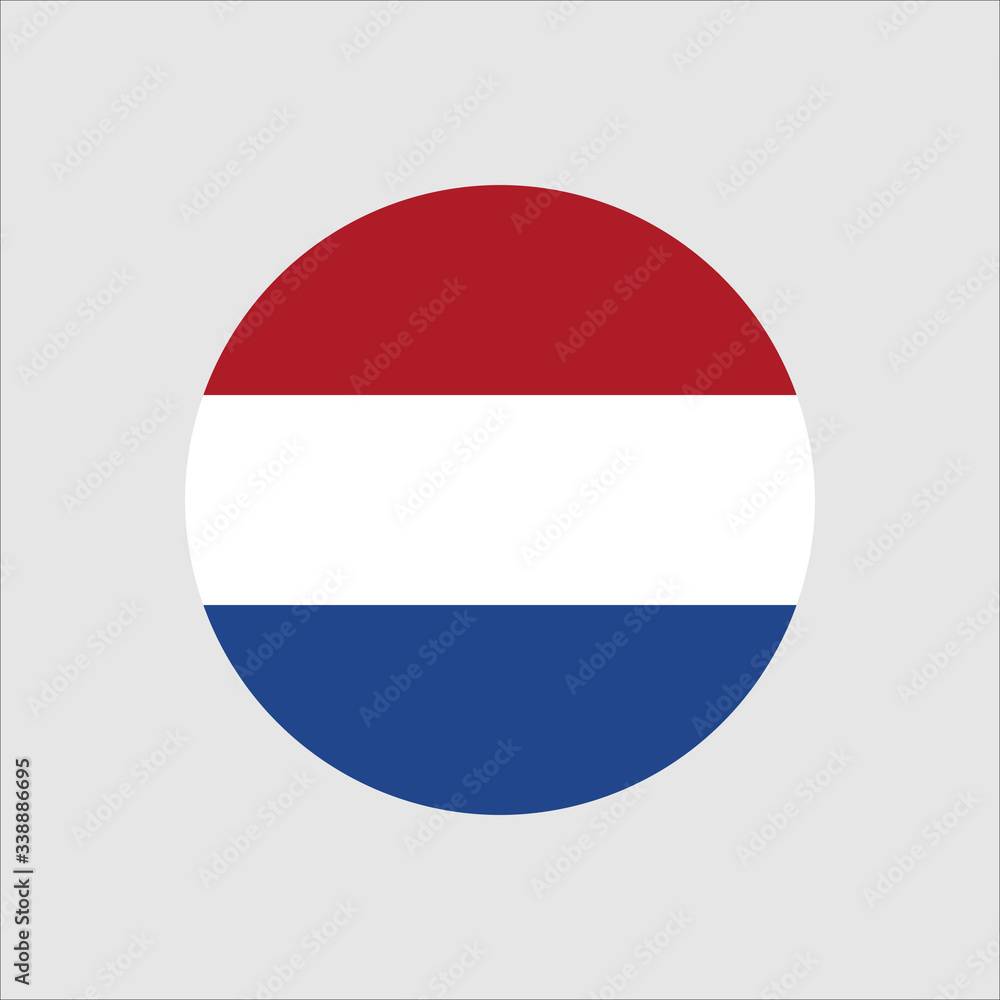 Netherlands circle button flag. National symbol icon. Vector illustrarion. Netherlands circle button flag. National symbol icon. Vector illustrarion.